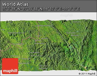 Satellite 3D Map of the Area around 15° 17' 31" N, 98° 40' 30" E