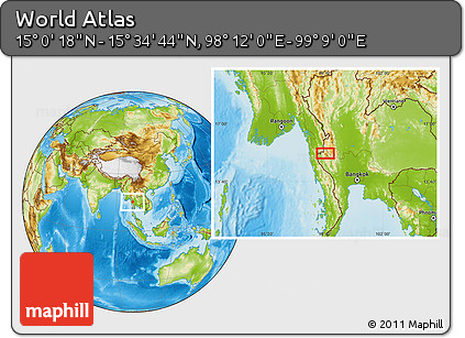 Physical Location Map of the Area around 15° 17' 31" N, 98° 40' 30" E