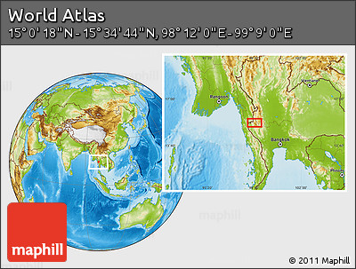 Physical Location Map of the Area around 15° 17' 31" N, 98° 40' 30" E