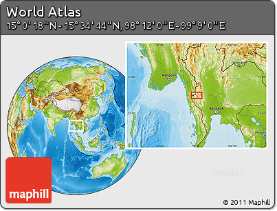 Physical Location Map of the Area around 15° 17' 31" N, 98° 40' 30" E