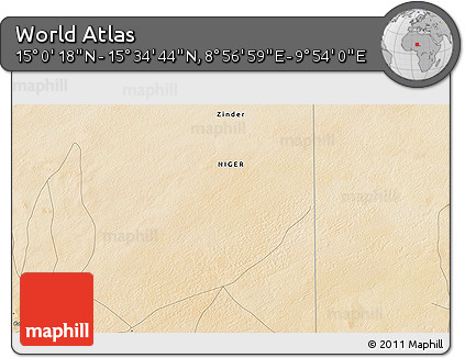 Satellite 3D Map of the Area around 15° 17' 31" N, 9° 25' 30" E