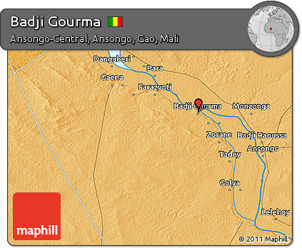 Political 3D Map of Badji Gourma