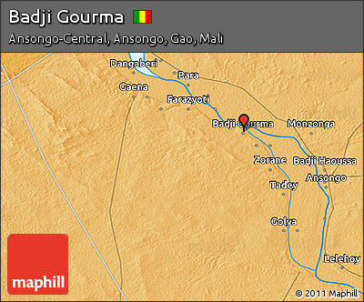 Political 3D Map of Badji Gourma
