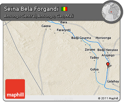 Shaded Relief 3D Map of Seïna Bela Forgandi
