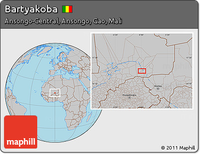 Gray Location Map of Bartyakoba