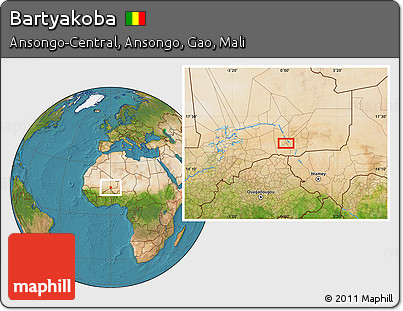 Satellite Location Map of Bartyakoba