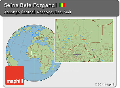 Savanna Style Location Map of Seïna Bela Forgandi