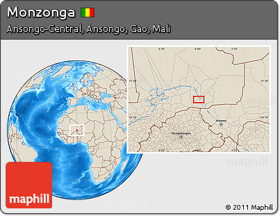 Shaded Relief Location Map of Monzonga
