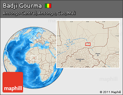 Shaded Relief Location Map of Badji Gourma