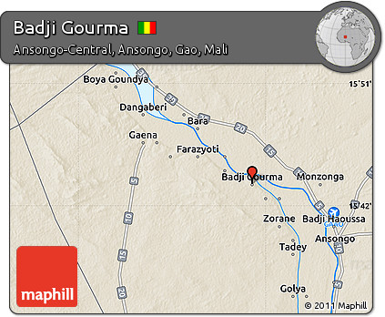 Shaded Relief Map of Badji Gourma