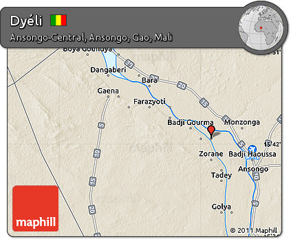 Shaded Relief Map of Dyéli