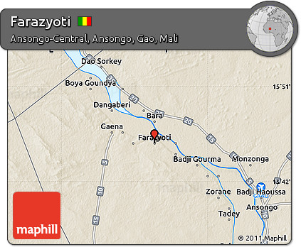 Shaded Relief Map of Farazyoti