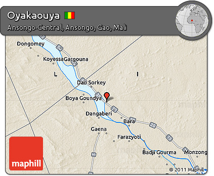 Shaded Relief Map of Oyakaouya