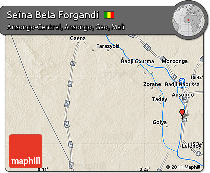 Shaded Relief Map of Seïna Bela Forgandi