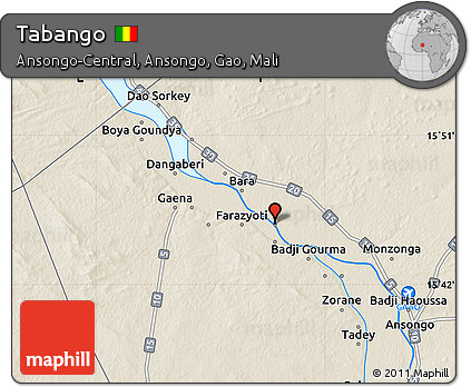 Shaded Relief Map of Tabango