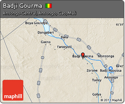 Shaded Relief Map of Badji Gourma