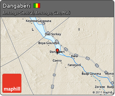 Shaded Relief Map of Dangabéri