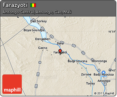 Shaded Relief Map of Farazyoti