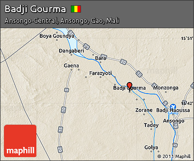 Shaded Relief Map of Badji Gourma