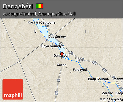 Shaded Relief Map of Dangabéri