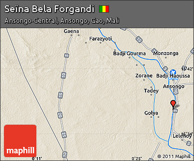 Shaded Relief Map of Seïna Bela Forgandi