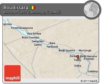 Shaded Relief Panoramic Map of Boudissara