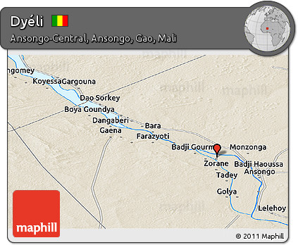 Shaded Relief Panoramic Map of Dyéli