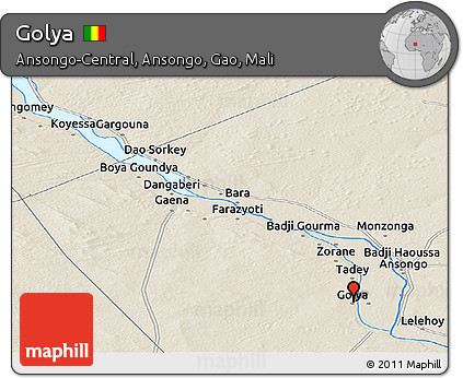 Shaded Relief Panoramic Map of Golya