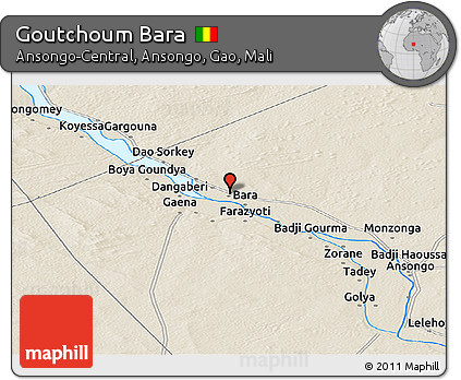 Shaded Relief Panoramic Map of Goutchoum Bara