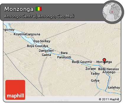Shaded Relief Panoramic Map of Monzonga
