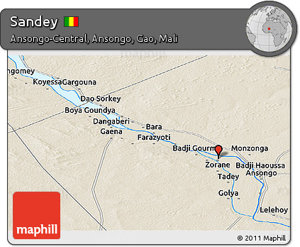 Shaded Relief Panoramic Map of Sandey