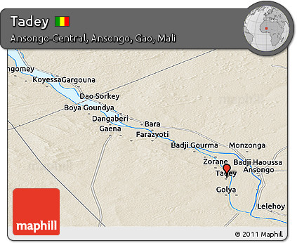 Shaded Relief Panoramic Map of Tadey