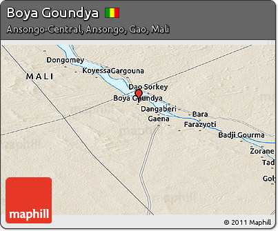 Shaded Relief Panoramic Map of Boya Goundya