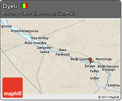 Shaded Relief Panoramic Map of Dyéli