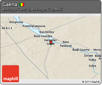 Shaded Relief Panoramic Map of Gaena