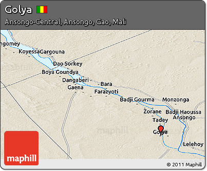 Shaded Relief Panoramic Map of Golya