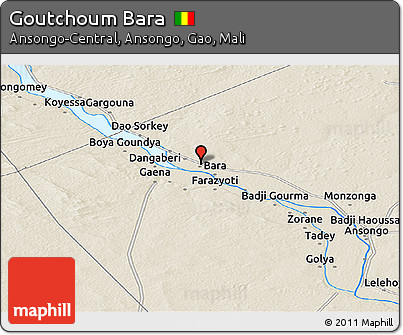 Shaded Relief Panoramic Map of Goutchoum Bara