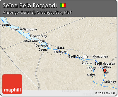 Shaded Relief Panoramic Map of Seïna Bela Forgandi