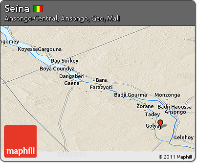 Shaded Relief Panoramic Map of Seïna