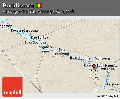 Shaded Relief Panoramic Map of Boudissara