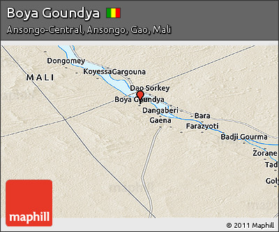 Shaded Relief Panoramic Map of Boya Goundya