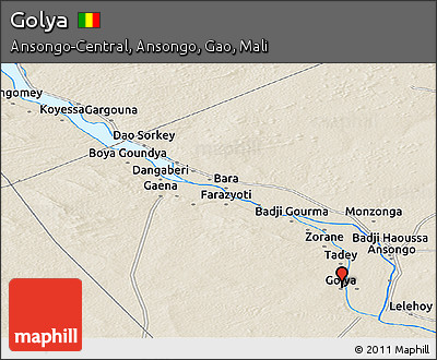Shaded Relief Panoramic Map of Golya