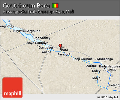 Shaded Relief Panoramic Map of Goutchoum Bara