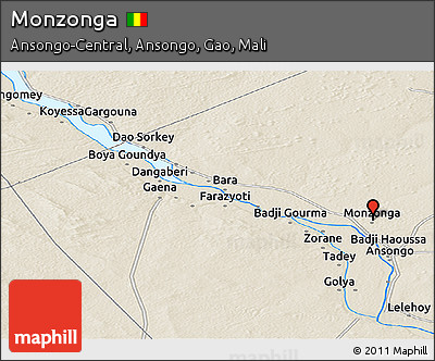 Shaded Relief Panoramic Map of Monzonga