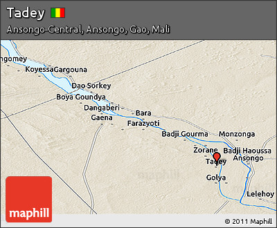 Shaded Relief Panoramic Map of Tadey