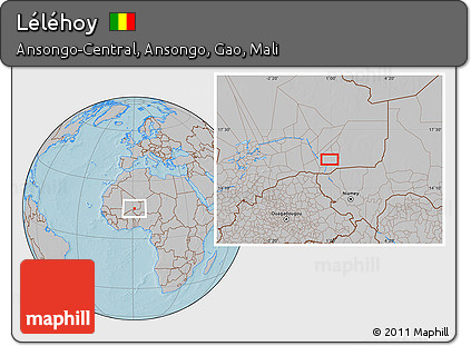 Gray Location Map of Léléhoy, hill shading
