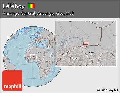 Gray Location Map of Léléhoy, hill shading