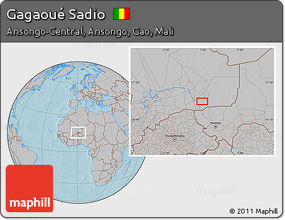 Gray Location Map of Gagaoué Sadio, hill shading