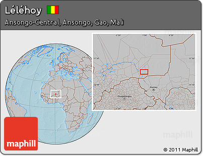 Gray Location Map of Léléhoy, hill shading