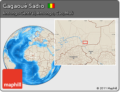 Shaded Relief Location Map of Gagaoué Sadio